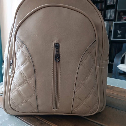 Faux leather backpack like new, beige