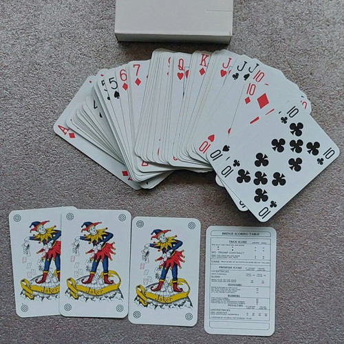 Playing cards used, pack of 4