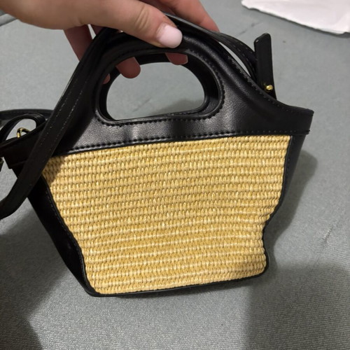 Marni Micro Raffia Tropicalia Tote bag like new, beige and black crossbody