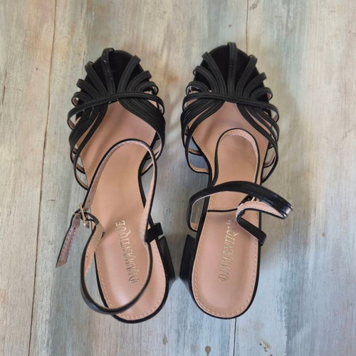 Diamantique Black Semi-Open Sandals Size 40 New, 8 cm Heel