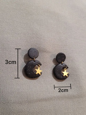 Moon earrings made of polymer clay like new