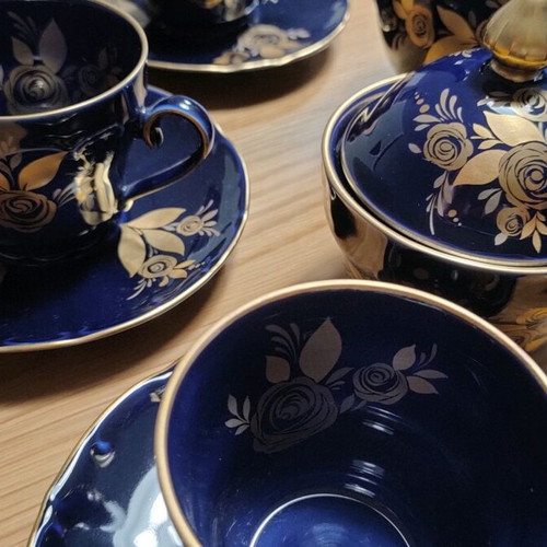 Vintage Cobalt Tea Set 22 Carat Bavaria Echt Cobalt, new