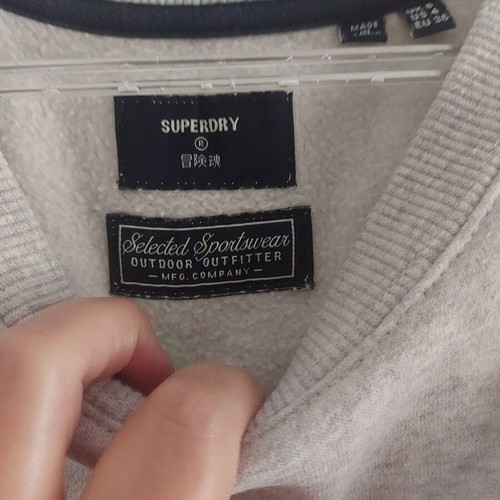 Superdry Long Sweater Size S Like New, Grey, 59% Cotton 41% Polyester
