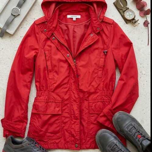 Zara parka like new, spring women's jacket with detachable hood red size M