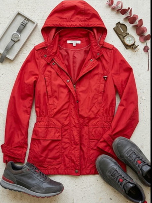 Zara parka like new, spring women's jacket with detachable hood red size M