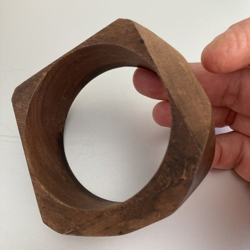 Wooden Bracelet geometric chunky bangle like new, brown