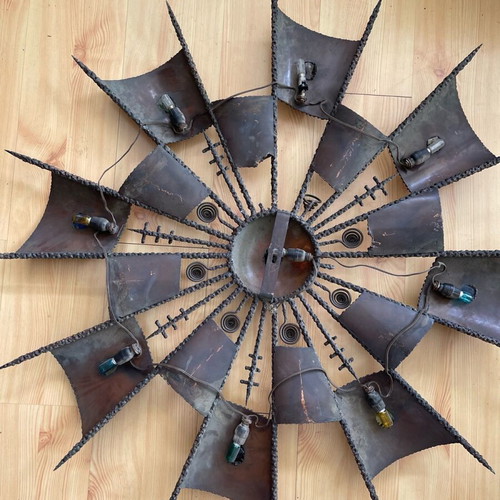 Metal handmade masterpiece ceiling light with 2 wall lights used