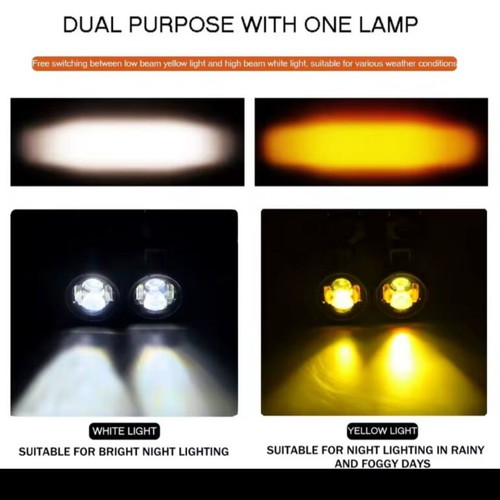 Motorcycle headlights 100 watt white and yellow 12-24 volt new