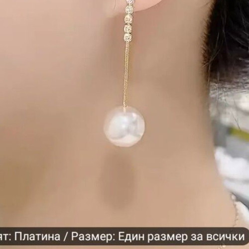 Luxury earrings platinum pearls new, with crystals and gold plating