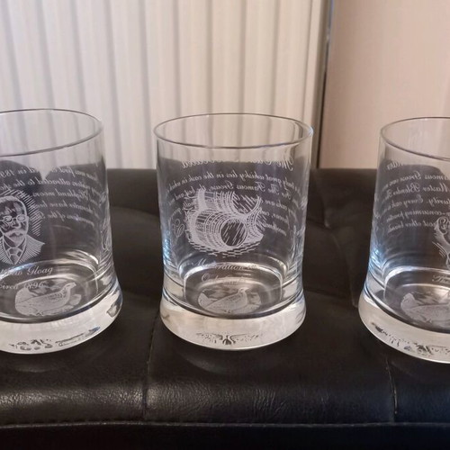 Vintage Famous Grouse collectible whiskey glasses set of 3, new