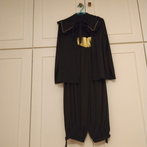 Women's black jersey set with gold belt and jacket used
