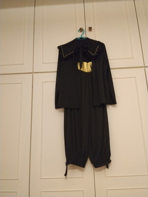 Women's black jersey set with gold belt and jacket used