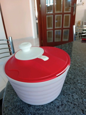 Tupperware container like new with two lids and strainer