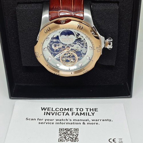 Invicta Reserve Automatic Skeleton 53.7mm rose gold with leather strap new