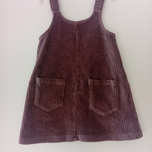 Zara corduroy pinafore dress, size 104, brown and purple