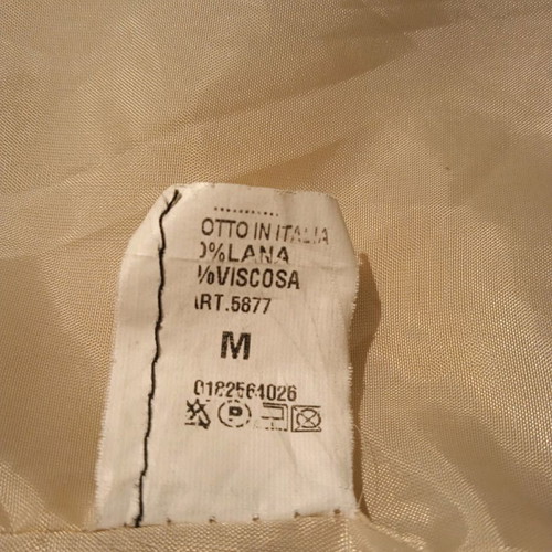 Woolen women's coat used size M beige with hood and belt