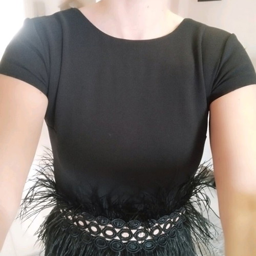 Brigitte boutique jumpsuit with feathers like new, black, size S