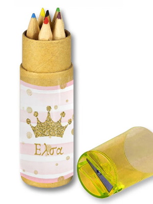 Crown Girl Colored Pencils in Kraft Box, new, 6 pieces