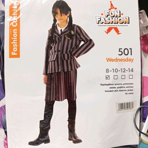 Wednesday carnival costume 8 years like new
