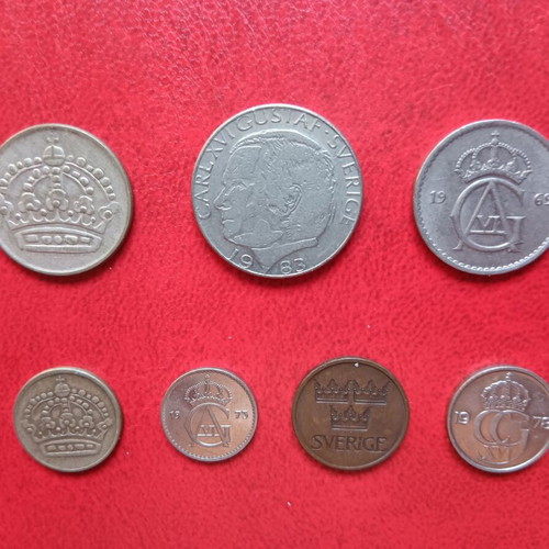Lot of 7 used Swedish coins