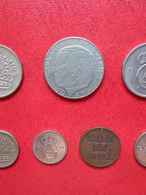 Lot of 7 used Swedish coins