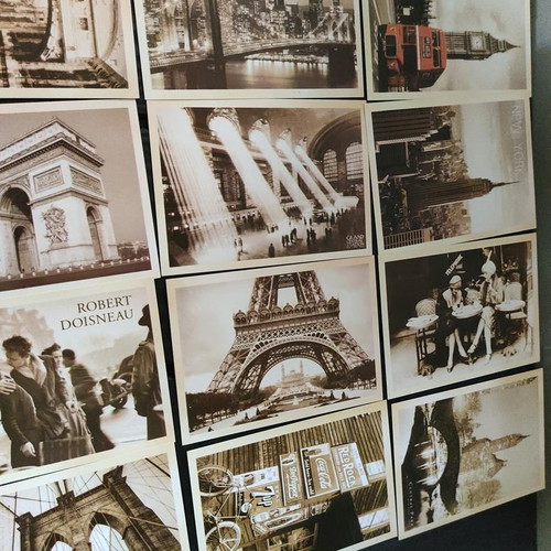 Collectible set of 32 vintage postcards with world landscapes and photos