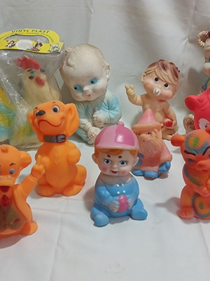 Vintage squeaky toys pack of 11 used with sound and squeezable