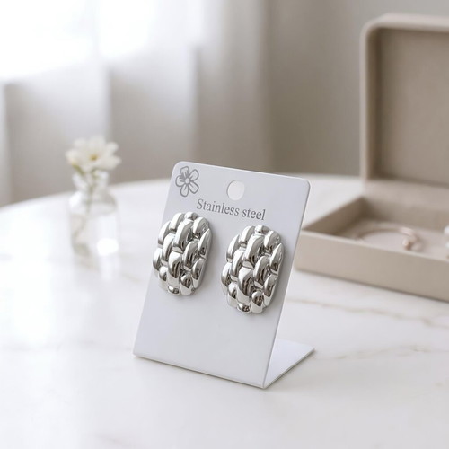Silver earrings made of stainless steel, new