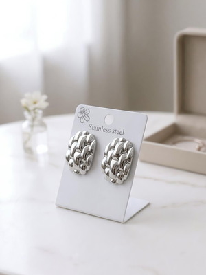 Silver earrings made of stainless steel, new