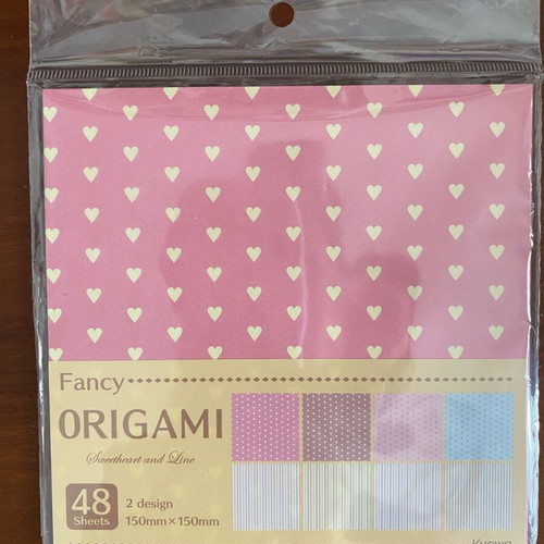 Origami paper new, 48 sheets, 15 x 15 cm, 8 designs, made in Japan