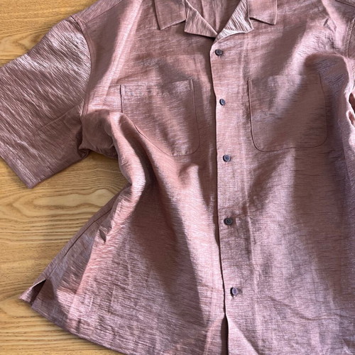 H&M men's short sleeve resort shirt XL bronze shiny linen blend