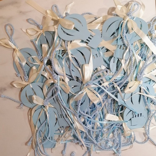 Wooden Baptism Favours Hot Air Balloon Blue, new, pack of 35