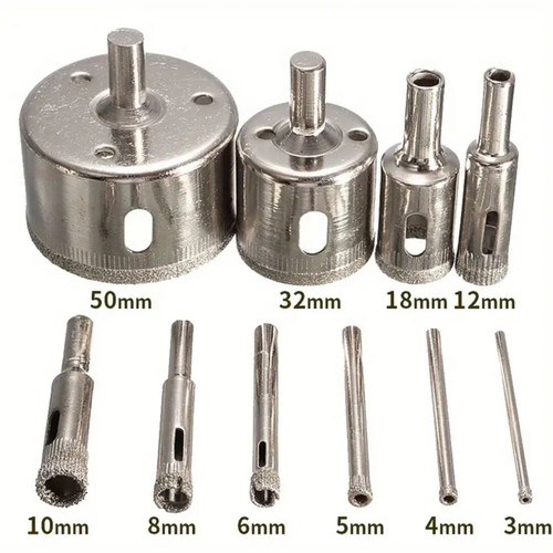 Diamond Coated Hole Saw Set 10 Pieces New