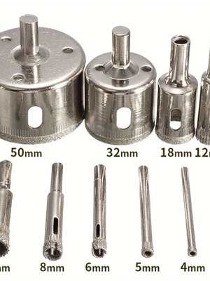 Diamond Coated Hole Saw Set 10 Pieces New