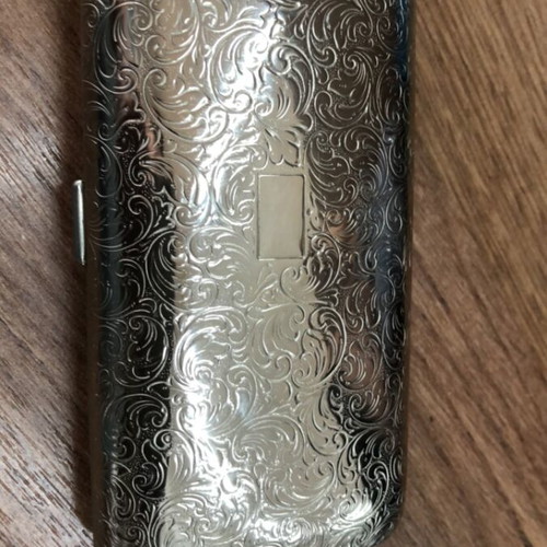 Glasses case like new, German tin silver color