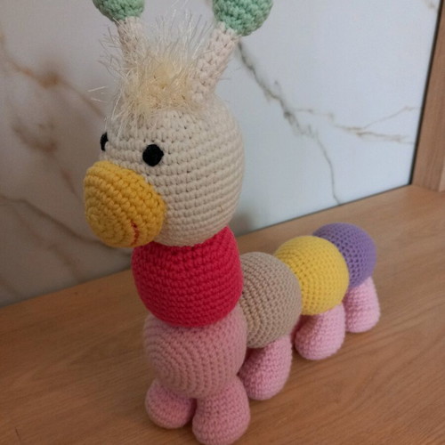 Knitted caterpillar doll new, handmade, cotton yarn