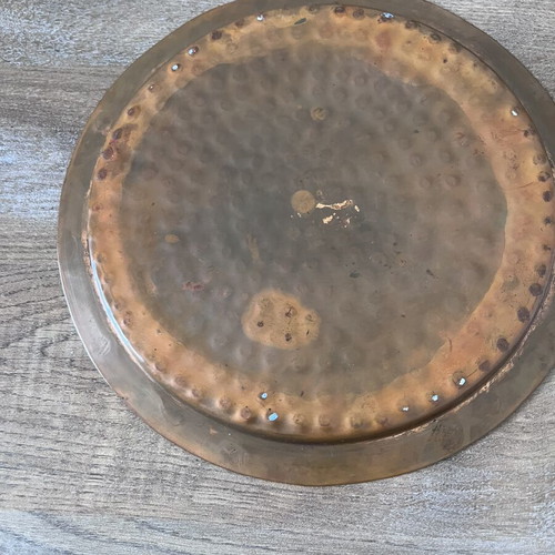Copper Serving Tray Sini 1940-1970 used, hammered