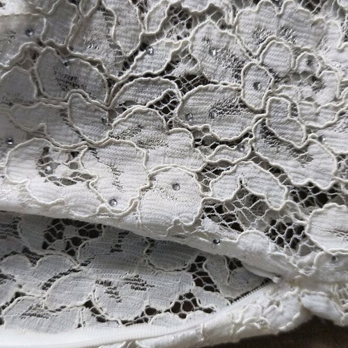 BSB Lace Top White New With Small Rhinestones And Side Zipper