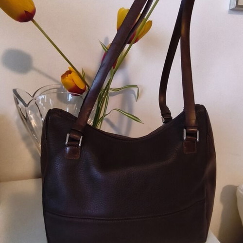 Barbara Milano leather shoulder bag used, brown, made in Italy