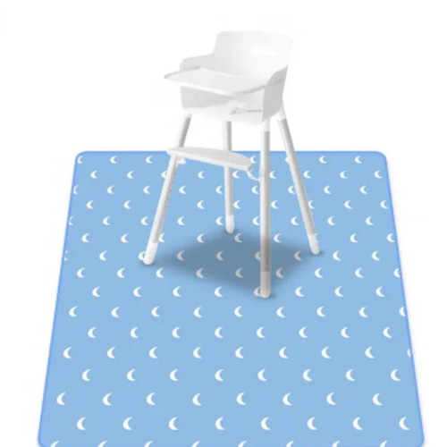 Protective floor mat used, blue 130x130 with moon pattern