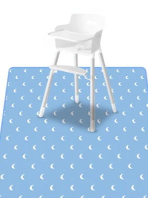 Protective floor mat used, blue 130x130 with moon pattern