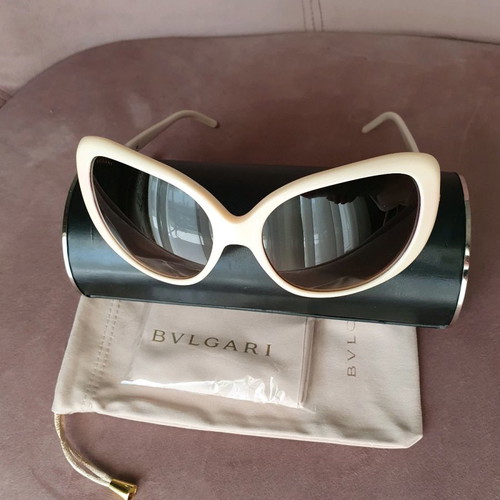 Bvlgari Sunglasses Beige Acetate Frame Brown Gradient Lens new
