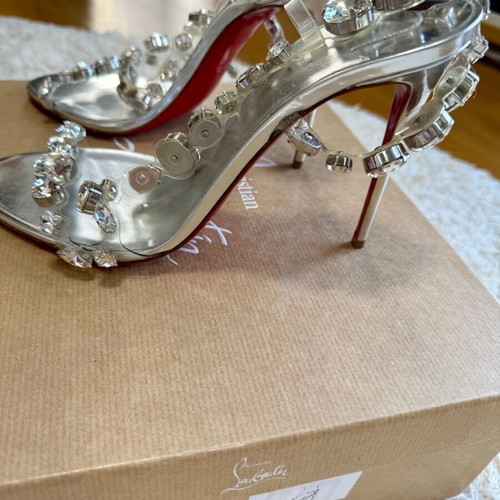 Πέδιλα Christian Louboutin Rosalie Jewele 100 δέρμα σαν καινούργια, ασημί