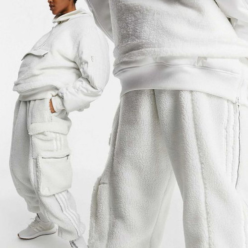 Adidas X Ivy Park Teddy Cargo Sweat Pants used, white, unisex, oversized