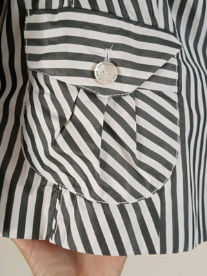 Striped women's autumn jacket Eugen Klein like new, gray and white
