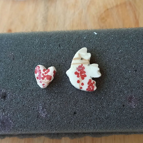 Handmade ceramic earrings pair colorful new