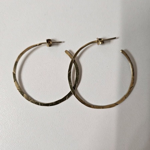 Silver gold-plated 925 hoop earrings new with hammered design