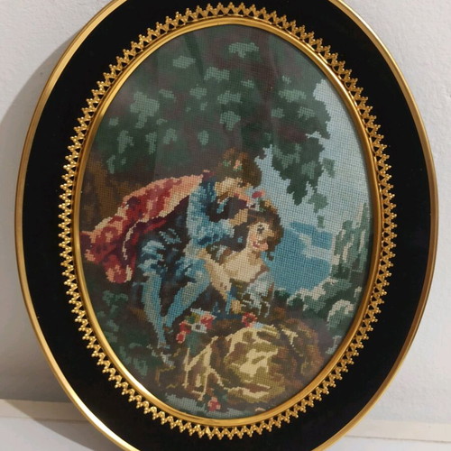 Embroidery framed picture used, dimensions 25.5x20.5 cm