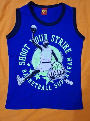 Sleeveless shirt for boys, blue, size 110-116 cm