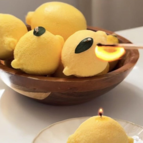 Lemon-shaped scented candles